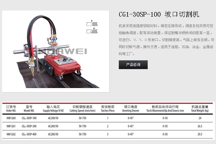 上海华威CG1-30SP-100 坡口切割机